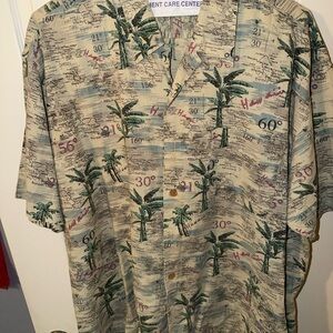 Alto Clothing Co. Beige and Green Palm Print Shirt